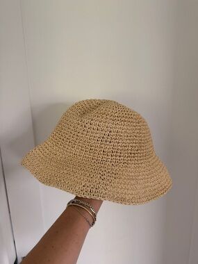 Vitamin A Woven Straw Bucket Hat in Natural Tan